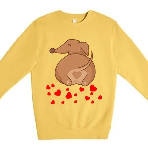 Dachshund Weenie Dog Lover Valentines Day Gift Cool Gift Premium Crewneck Sweatshirt