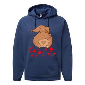 Dachshund Weenie Dog Lover Valentines Day Gift Cool Gift Performance Fleece Hoodie