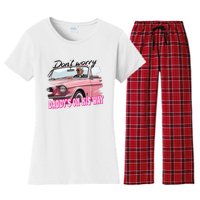 Dont Worry Daddys On His Way Funny Trump In Car 2024 Women's Flannel Pajama Set