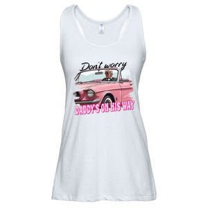 Dont Worry Daddys On His Way Funny Trump In Car 2024 Ladies Essential Flowy Tank