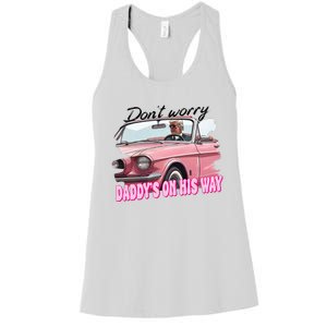 Dont Worry Daddys On His Way Funny Trump In Car 2024 Women's Racerback Tank