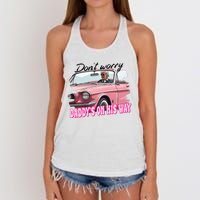 Dont Worry Daddys On His Way Funny Trump In Car 2024 Women's Knotted Racerback Tank