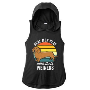 Dachshund Weiner Dog Real Play With Their Weiners Ladies PosiCharge Tri-Blend Wicking Draft Hoodie Tank