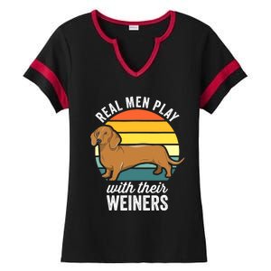 Dachshund Weiner Dog Real Play With Their Weiners Ladies Halftime Notch Neck Tee