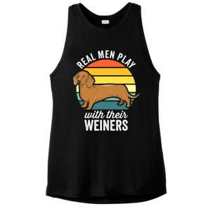 Dachshund Weiner Dog Real Play With Their Weiners Ladies PosiCharge Tri-Blend Wicking Tank