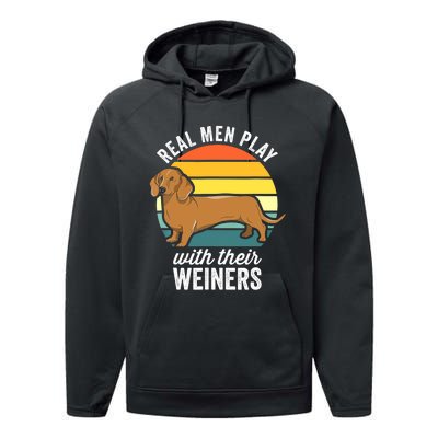 Dachshund Weiner Dog Real Play With Their Weiners Performance Fleece Hoodie