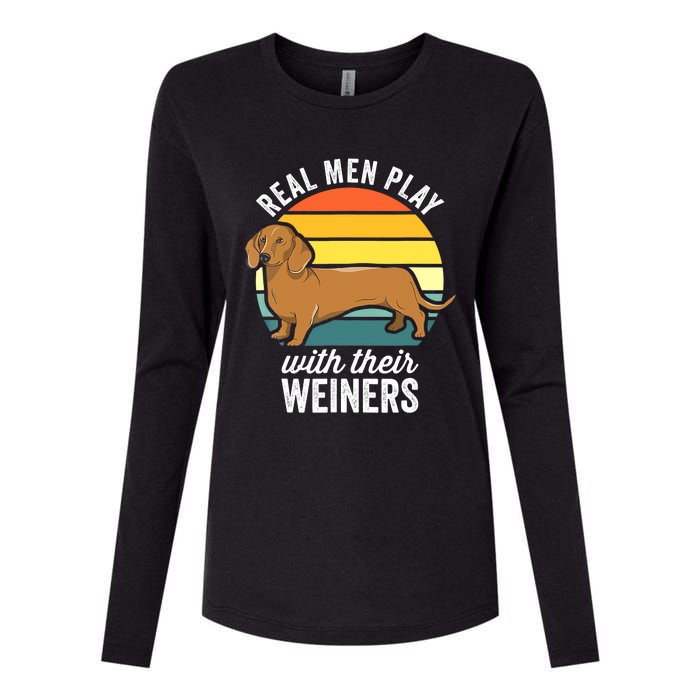 Dachshund Weiner Dog Real Play With Their Weiners Womens Cotton Relaxed Long Sleeve T-Shirt