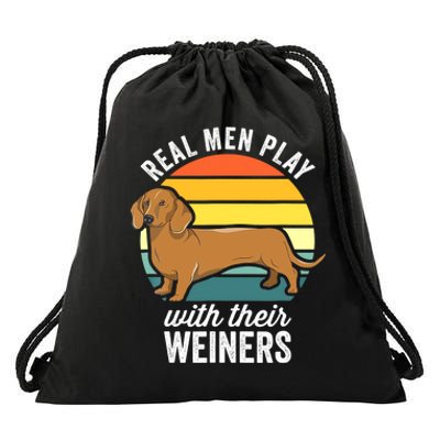 Dachshund Weiner Dog Real Play With Their Weiners Drawstring Bag