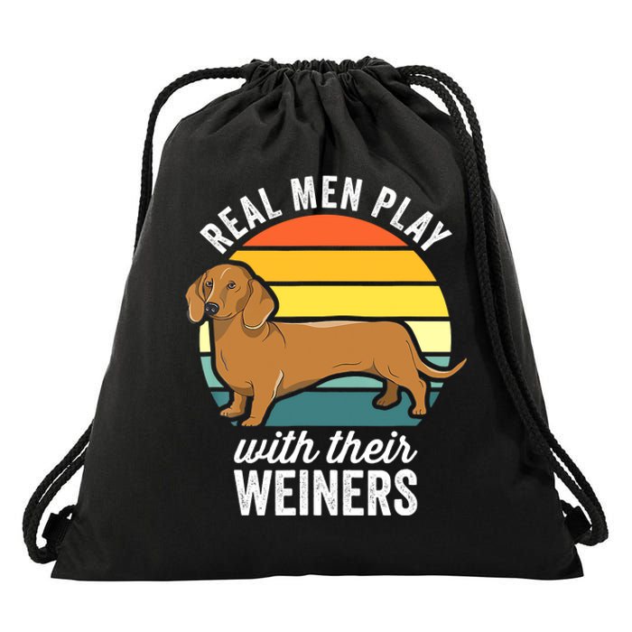 Dachshund Weiner Dog Real Play With Their Weiners Drawstring Bag