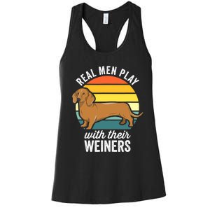 Dachshund Weiner Dog Real Play With Their Weiners Women's Racerback Tank