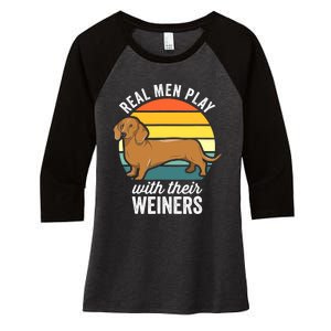 Dachshund Weiner Dog Real Play With Their Weiners Women's Tri-Blend 3/4-Sleeve Raglan Shirt