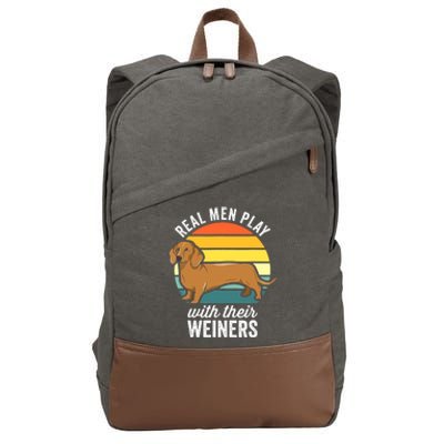 Dachshund Weiner Dog Real Play With Their Weiners Cotton Canvas Backpack