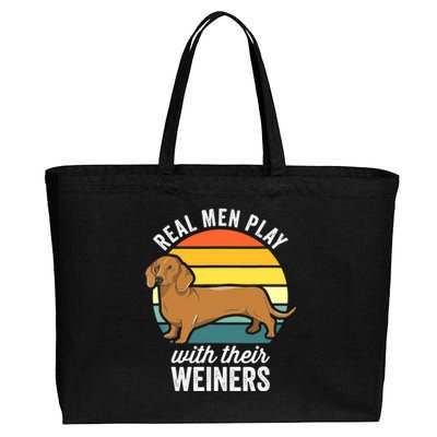 Dachshund Weiner Dog Real Play With Their Weiners Cotton Canvas Jumbo Tote