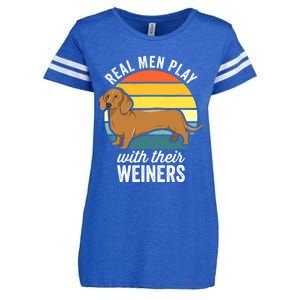 Dachshund Weiner Dog Real Play With Their Weiners Enza Ladies Jersey Football T-Shirt