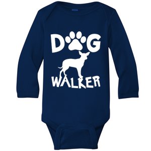 Dog Walker Dog And Paw Print Cute Gift Baby Long Sleeve Bodysuit