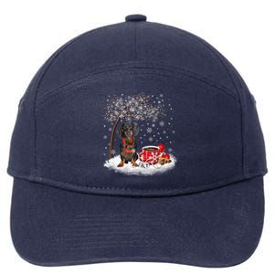 Dachshund Wiener Dog In The Snow Christmas Winter Xmas Tree Gift 7-Panel Snapback Hat