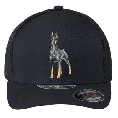 Doberman Watercolor Dog Flexfit Unipanel Trucker Cap