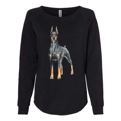 Doberman Watercolor Dog Womens California Wash Sweatshirt