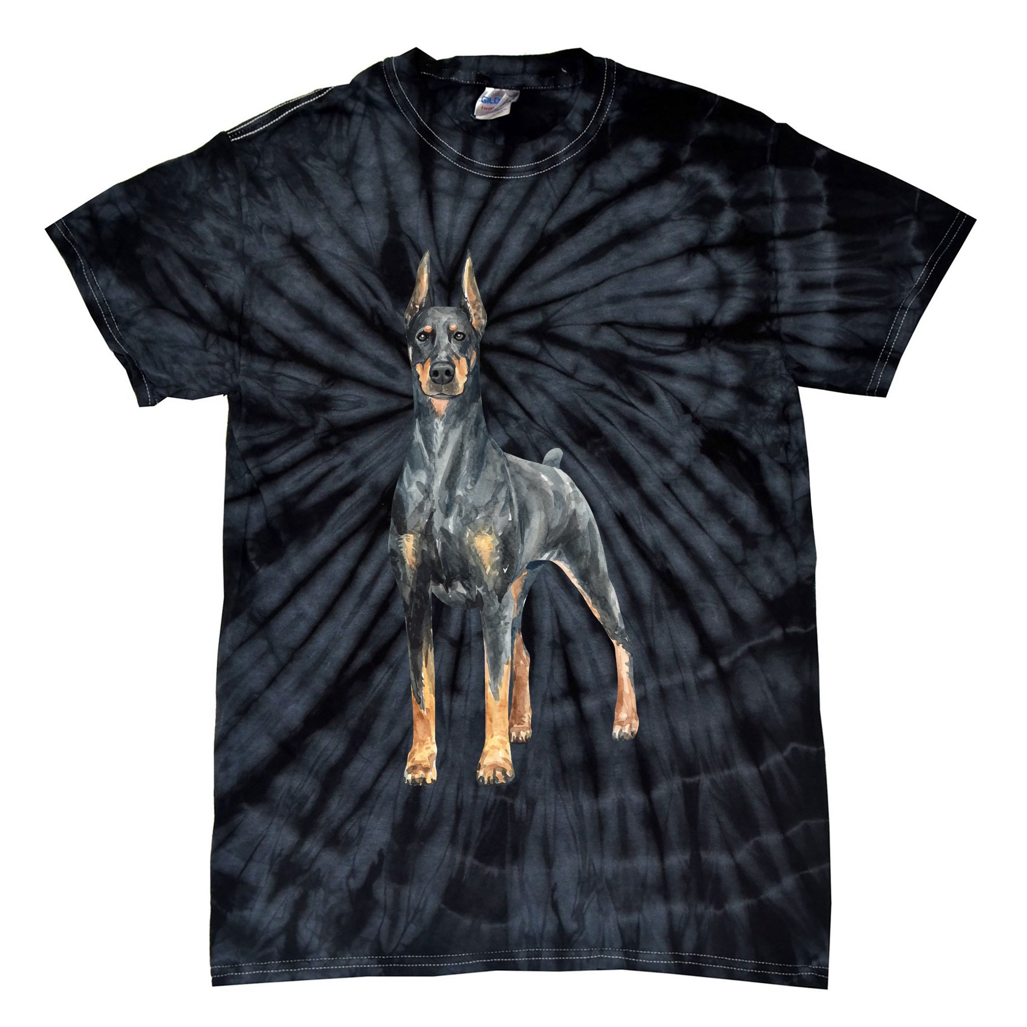 Doberman Watercolor Dog Tie-Dye T-Shirt
