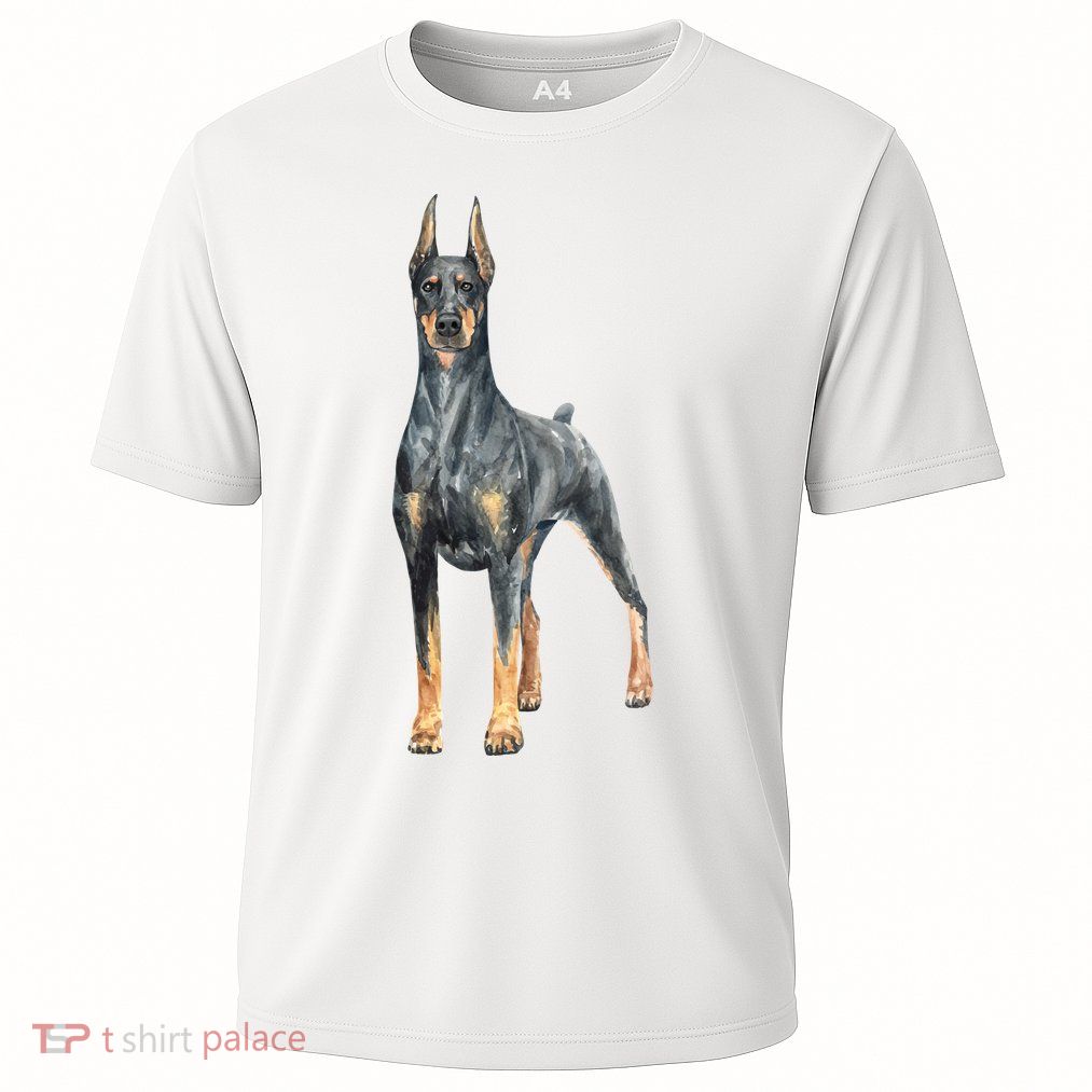 Doberman Watercolor Dog Performance Shirt