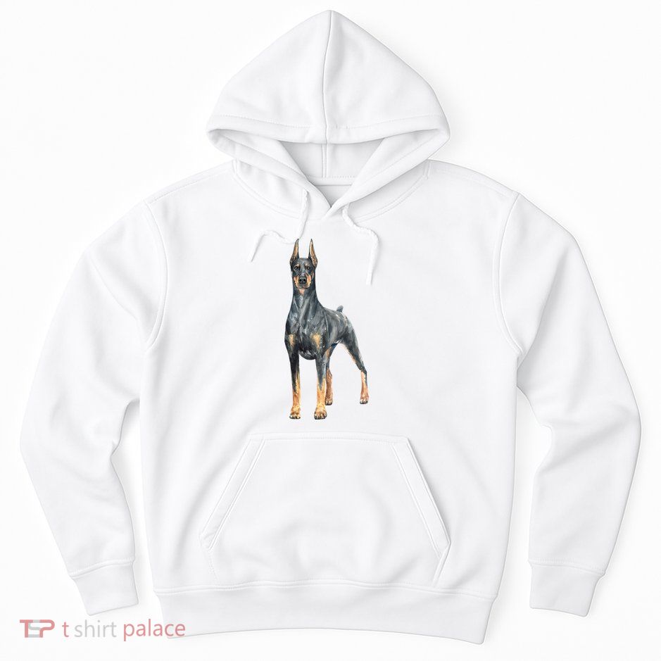 Doberman Watercolor Dog Hoodie