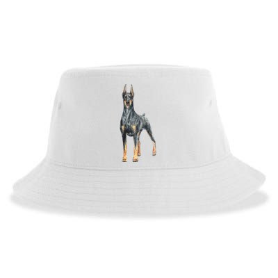 Doberman Watercolor Dog Sustainable Bucket Hat