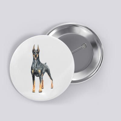 Doberman Watercolor Dog Button