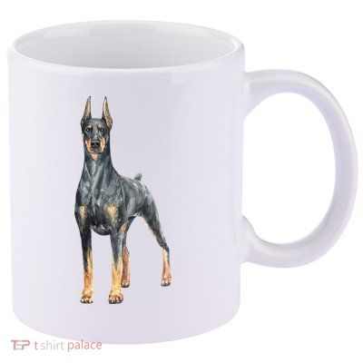 Doberman Watercolor Dog 11oz C Handle Ceramic Mug