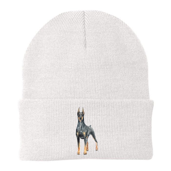 Doberman Watercolor Dog Knit Cap Winter Beanie