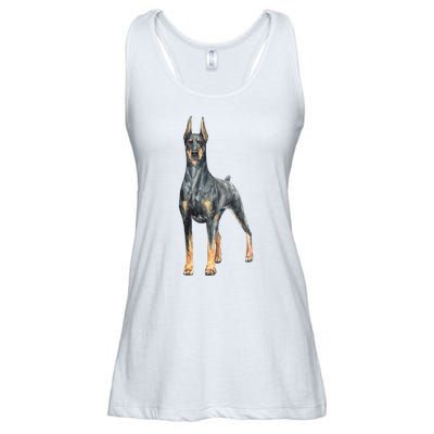 Doberman Watercolor Dog Ladies Essential Flowy Tank