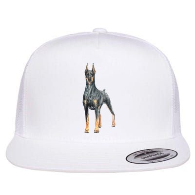 Doberman Watercolor Dog Flat Bill Trucker Hat