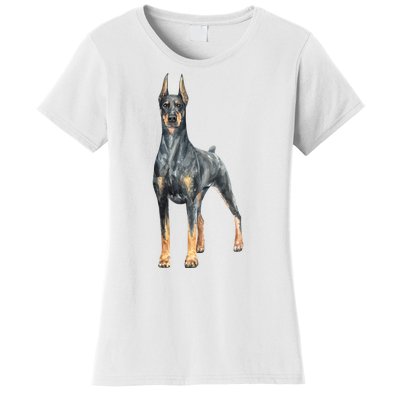 Doberman Watercolor Dog Women's T-Shirt