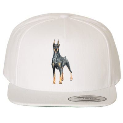 Doberman Watercolor Dog Wool Snapback Cap