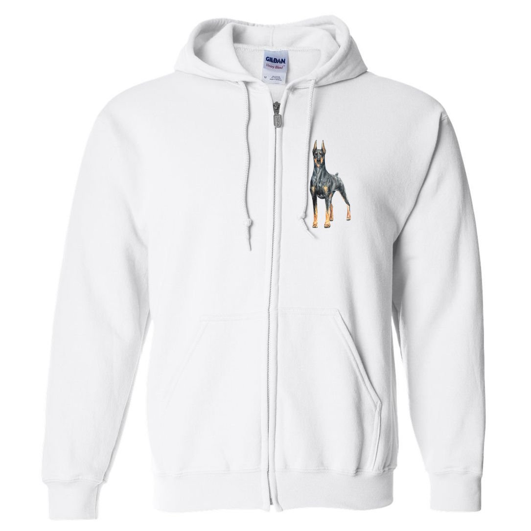 Doberman Watercolor Dog Full Zip Hoodie