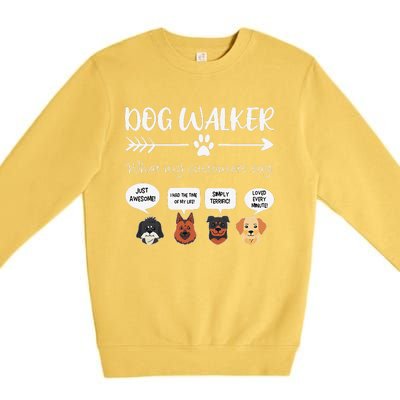 Dog Walker Dog Walking Gift Funny Cute Dog Faces Premium Crewneck Sweatshirt