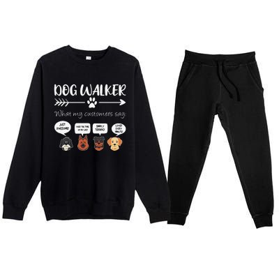 Dog Walker Dog Walking Gift Funny Cute Dog Faces Premium Crewneck Sweatsuit Set