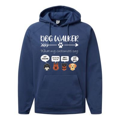 Dog Walker Dog Walking Gift Funny Cute Dog Faces Performance Fleece Hoodie