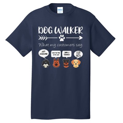 Dog Walker Dog Walking Gift Funny Cute Dog Faces Tall T-Shirt