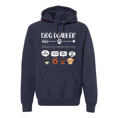 Dog Walker Dog Walking Gift Funny Cute Dog Faces Premium Hoodie