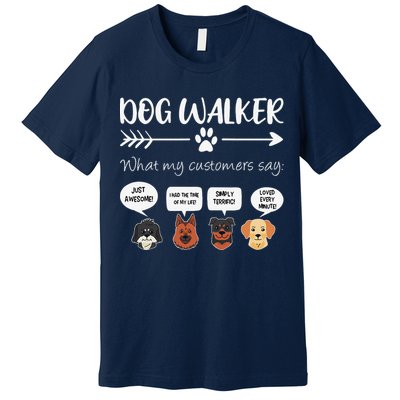 Dog Walker Dog Walking Gift Funny Cute Dog Faces Premium T-Shirt