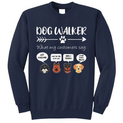 Dog Walker Dog Walking Gift Funny Cute Dog Faces Tall Sweatshirt