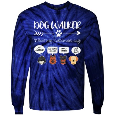 Dog Walker Dog Walking Gift Funny Cute Dog Faces Tie-Dye Long Sleeve Shirt