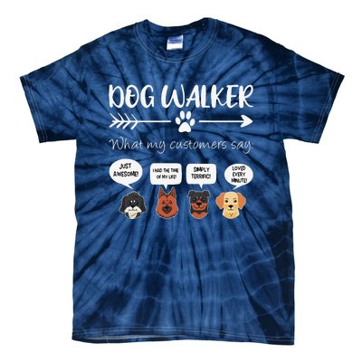 Dog Walker Dog Walking Gift Funny Cute Dog Faces Tie-Dye T-Shirt