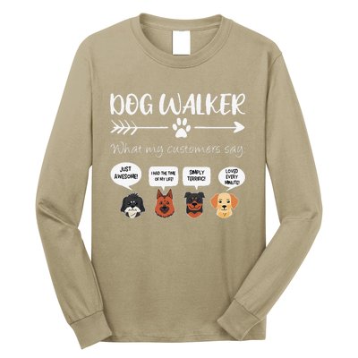 Dog Walker Dog Walking Gift Funny Cute Dog Faces Long Sleeve Shirt