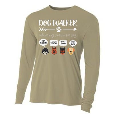 Dog Walker Dog Walking Gift Funny Cute Dog Faces Cooling Performance Long Sleeve Crew