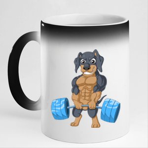 Dachshund Weightlifting 11oz Black Color Changing Mug