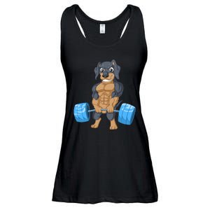 Dachshund Weightlifting Ladies Essential Flowy Tank