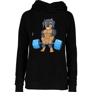 Dachshund Weightlifting Womens Funnel Neck Pullover Hood