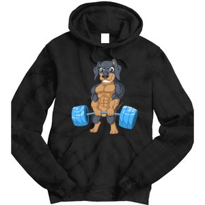 Dachshund Weightlifting Tie Dye Hoodie