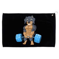 Dachshund Weightlifting Grommeted Golf Towel